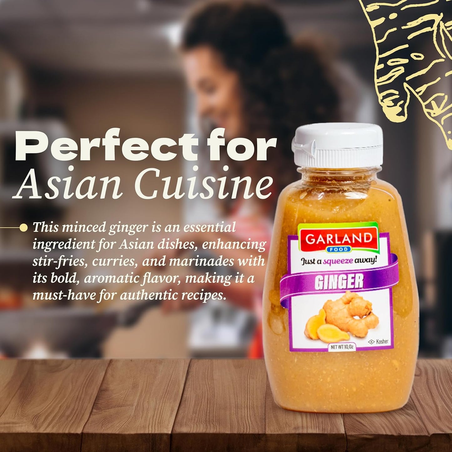 Garland Ginger Paste – Easy Squeeze Bottle – 10 oz