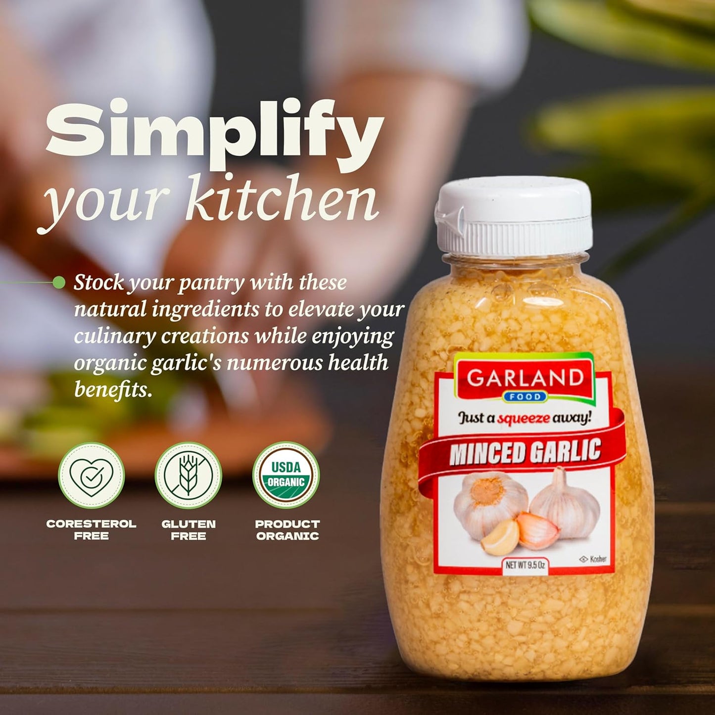 Garland Minced Garlic – Squeezable Bottle – 9.5 oz – Made in USA