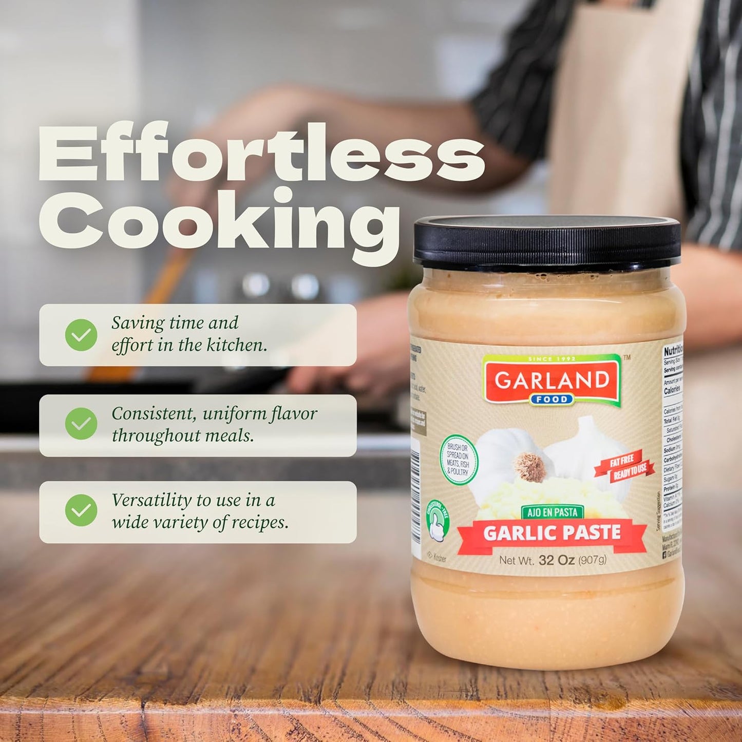 Garland Garlic Paste – Smooth Garlic Spread – 32 oz