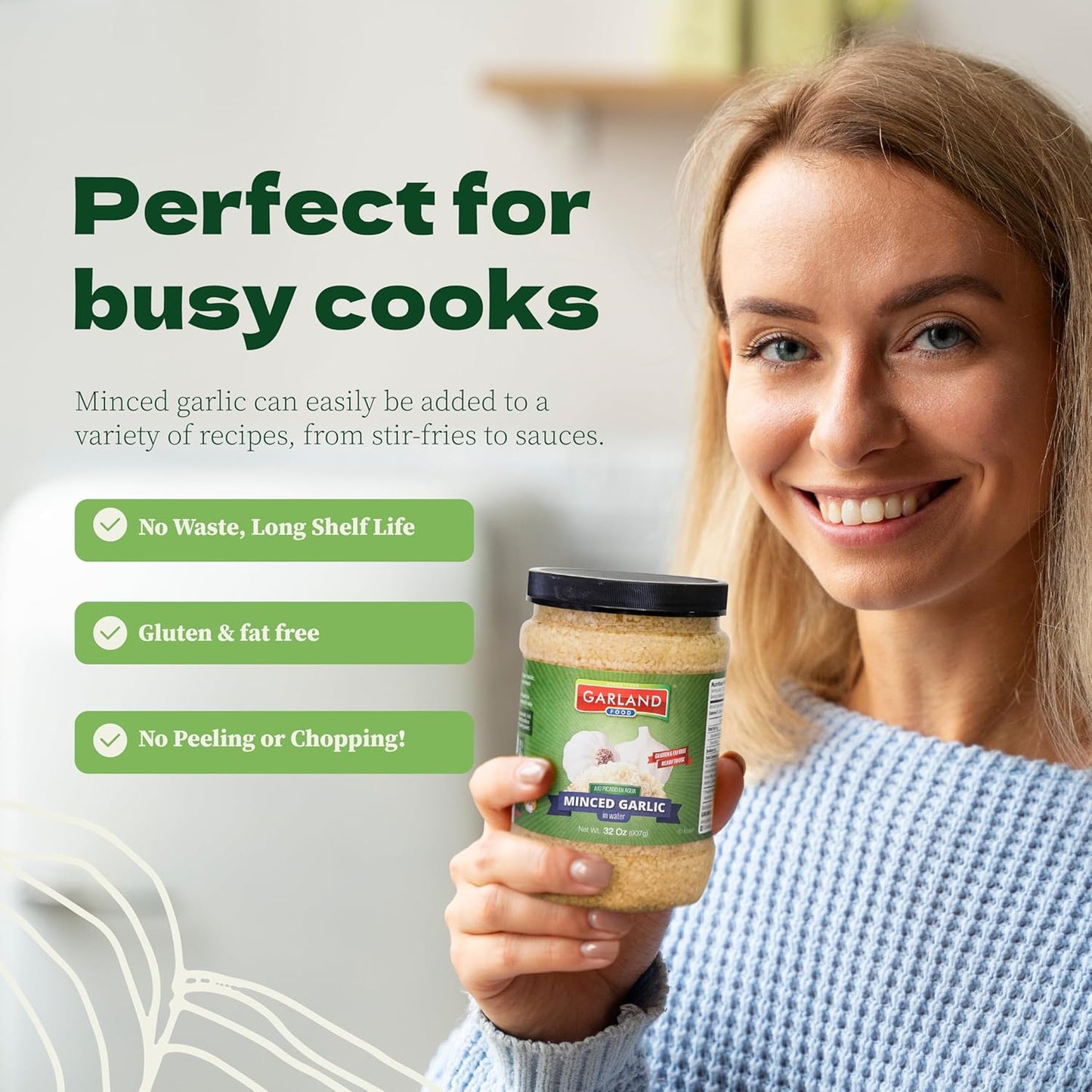 Garland Minced Garlic – In Water – 32 oz – Made in USA