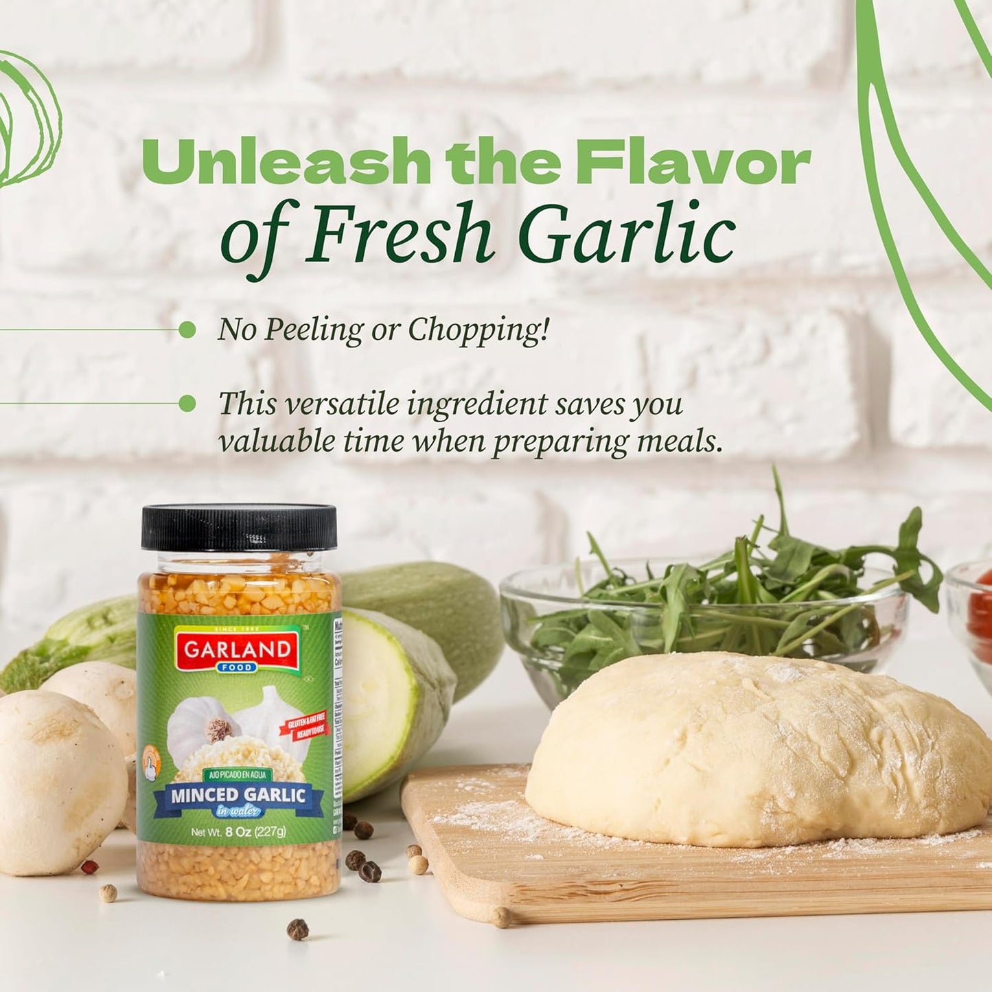 Garland Minced Garlic – In Water – 8 oz – Made in USA