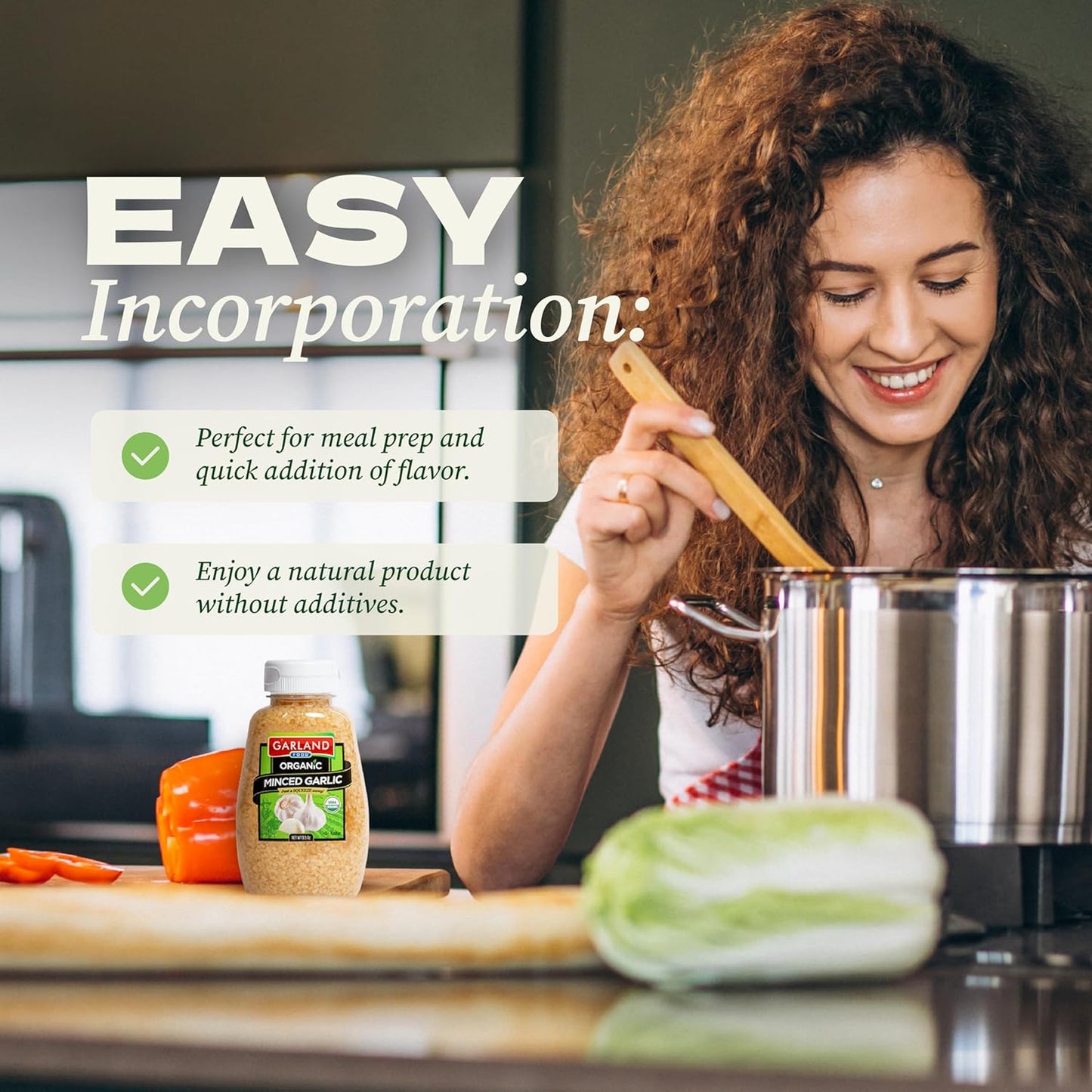 Garland Organic Minced Garlic – Squeezable Bottle – 9.5 oz – Made in USA