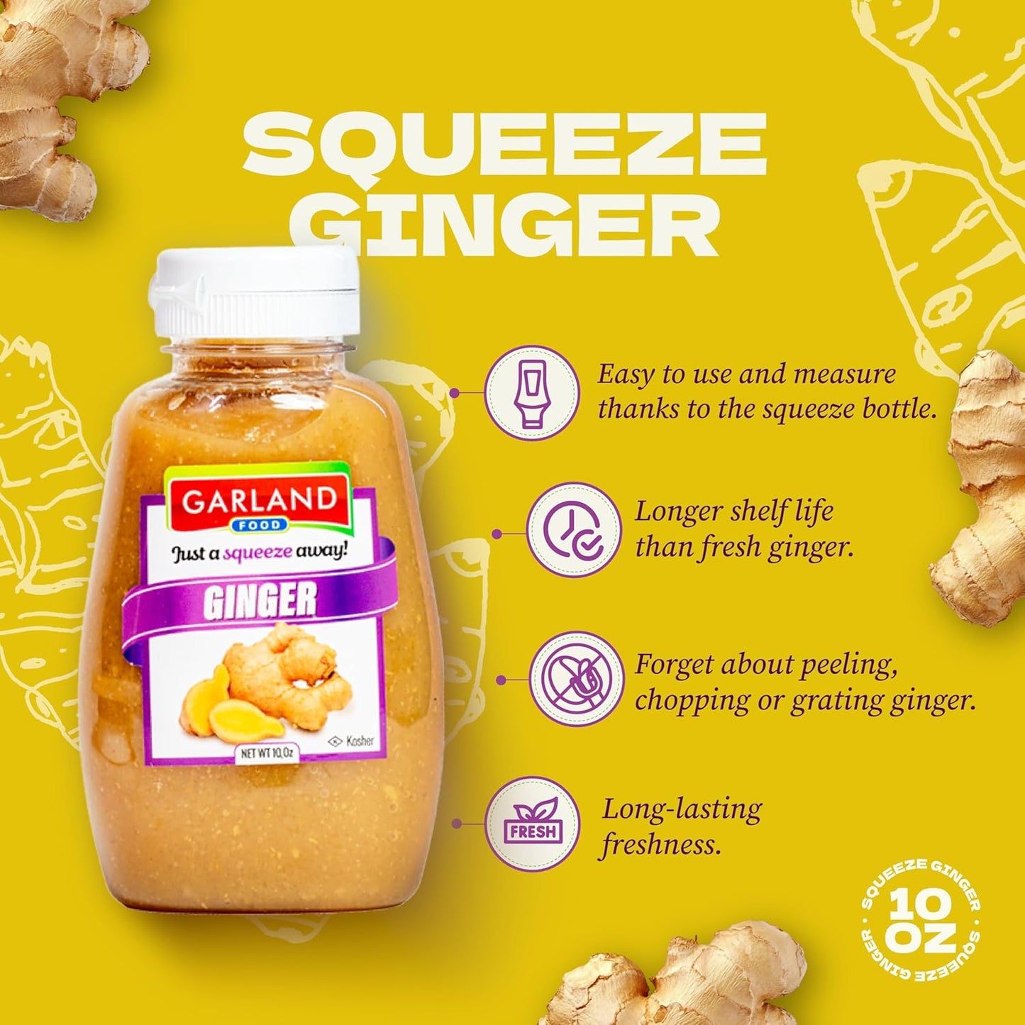 Garland Ginger Paste – Easy Squeeze Bottle – 10 oz