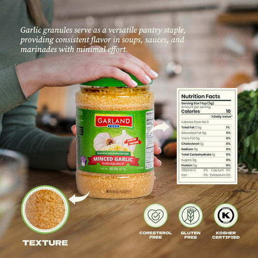 Garland Minced Garlic – In Olive Oil – 32 oz – Made in USA