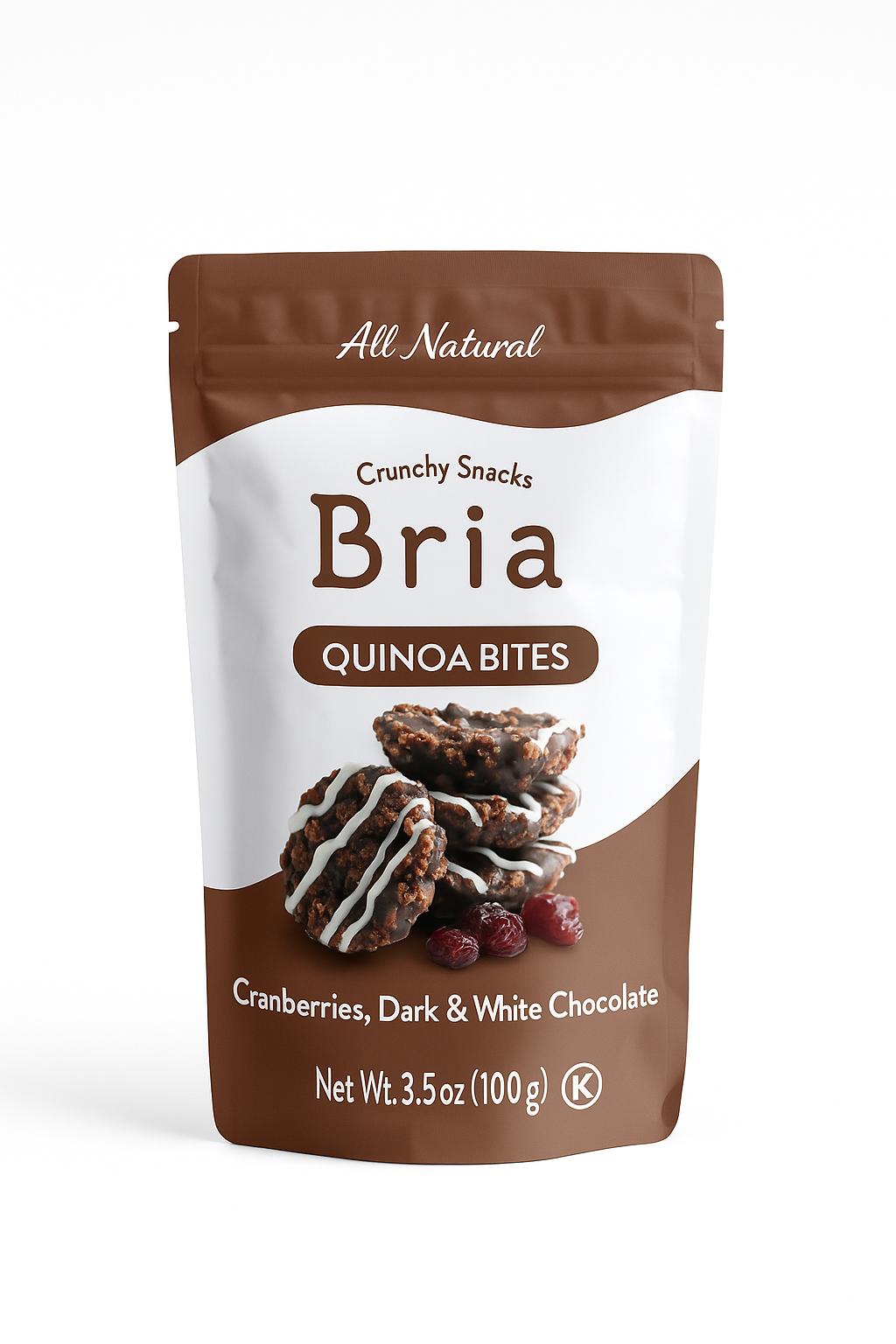 Bria Quinoa Bites – Cranberries, Dark & White Chocolate – All Natural Snack – 3.5 oz