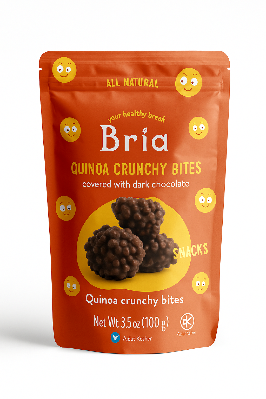 Bria Mini Quinoa Crunchy Bites – Covered with Dark Chocolate – 3.5 oz