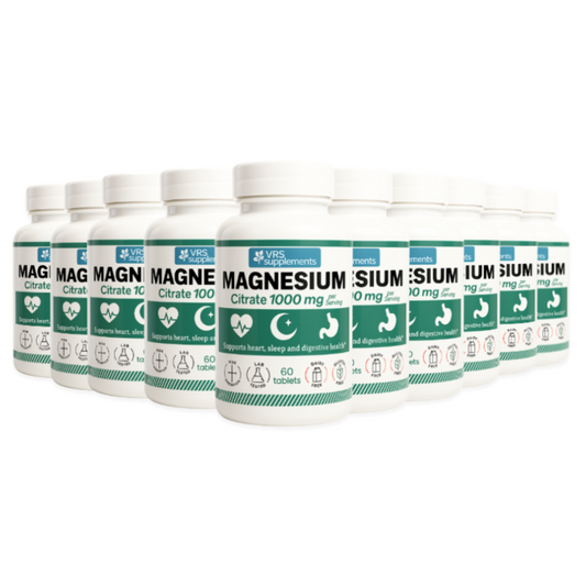 VRS Supplements Magnesium Citrate 1000 mg – 10 Pack - 600 Tablets
