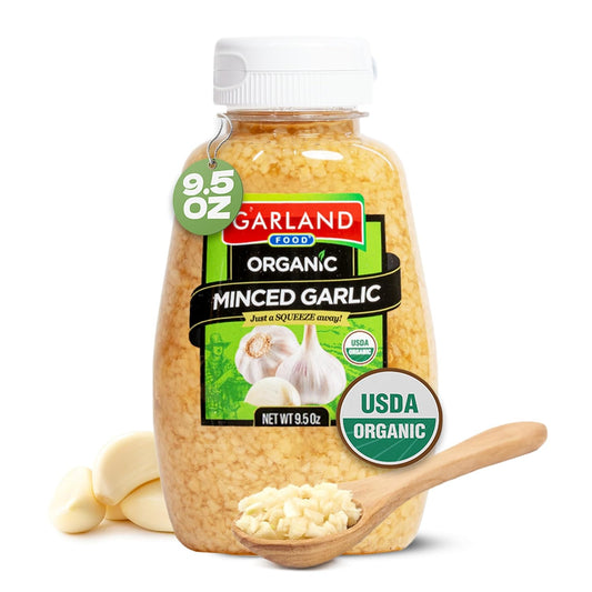 Garland Organic Minced Garlic – Squeezable Bottle – 9.5 oz – Made in USA