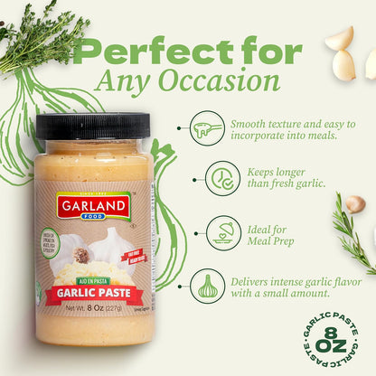 Garland Garlic Paste – Smooth Garlic Spread – 8 oz