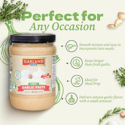Garland Garlic Paste – Smooth Garlic Spread – 32 oz