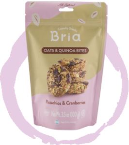 Bria Oats & Quinoa Bites – Pistachios & Cranberries – All Natural Snack – 3.5 oz
