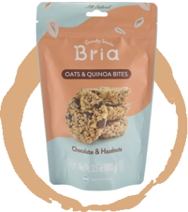 Bria Oats & Quinoa Bites – Chocolate & Hazelnuts – All Natural Crunchy Snack – 3.5 oz