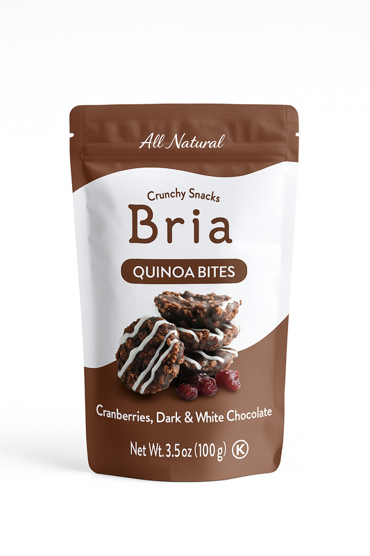 Bria Quinoa Bites – Cranberries, Dark & White Chocolate – All Natural Snack – 3.5 oz