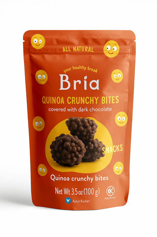 Bria Mini Quinoa Crunchy Bites – Covered with Dark Chocolate – 3.5 oz