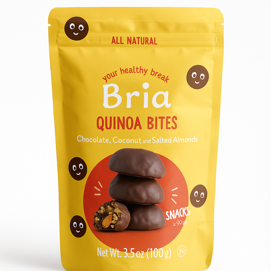 Bria Mini Quinoa Bites – Chocolate, Coconut & Salted Almonds – All Natural Snack – 3.5 oz